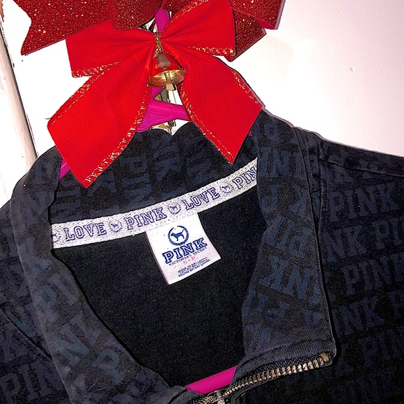 LOVR PINK partial zip up crew neck sweater - Picture 3 of 4